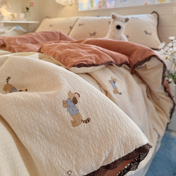 91家纺网 家纺一手货源 找家纺 优承佳生活馆 2026新款云感双层纱抗菌夏被夏凉被空调被 腊肠狗