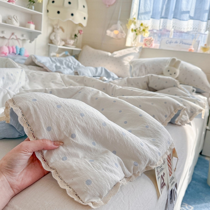 91家纺网 家纺一手货源 找家纺 优承佳生活馆 2026新款云感双层纱抗菌夏被夏凉被空调被 奶蓝波点