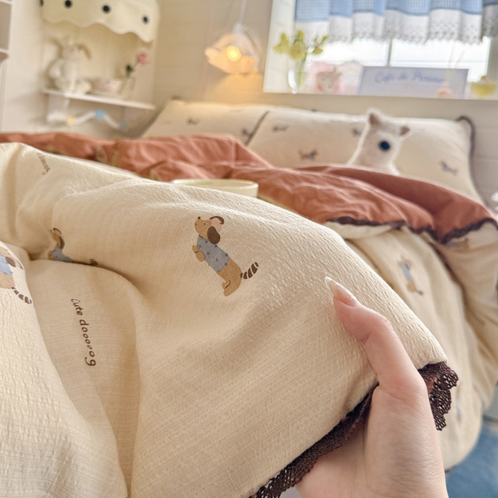 91家纺网 家纺一手货源 找家纺 优承佳生活馆 2026新款云感双层纱抗菌夏被夏凉被空调被 腊肠狗