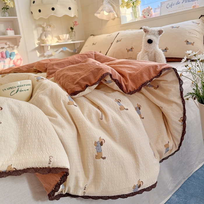 91家纺网 家纺一手货源 找家纺 优承佳生活馆 2026新款云感双层纱抗菌夏被夏凉被空调被 腊肠狗