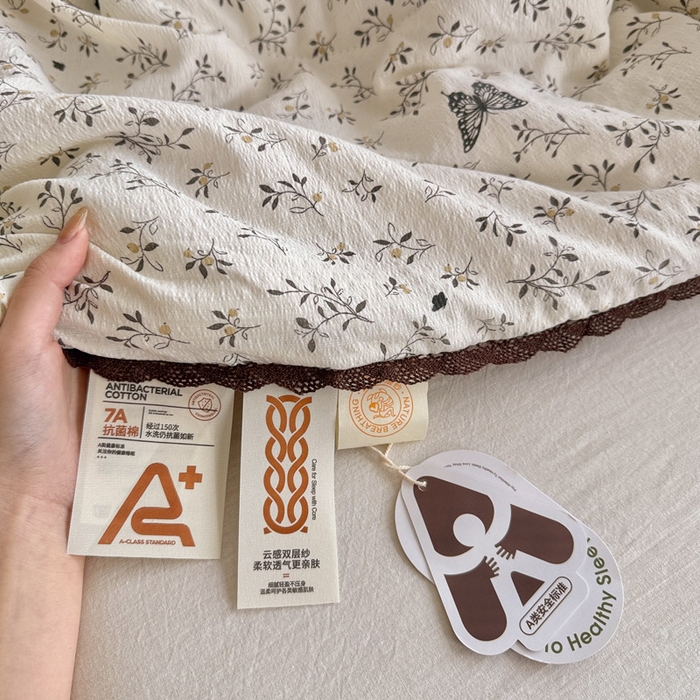 91家纺网 家纺一手货源 找家纺 优承佳生活馆 2026新款云感双层纱抗菌夏被夏凉被空调被 蝶舞翩翩