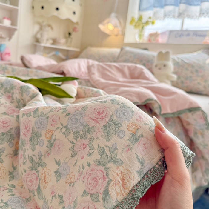 91家纺网 家纺一手货源 找家纺 优承佳生活馆 2026新款云感双层纱抗菌夏被夏凉被空调被 春芽浅漾