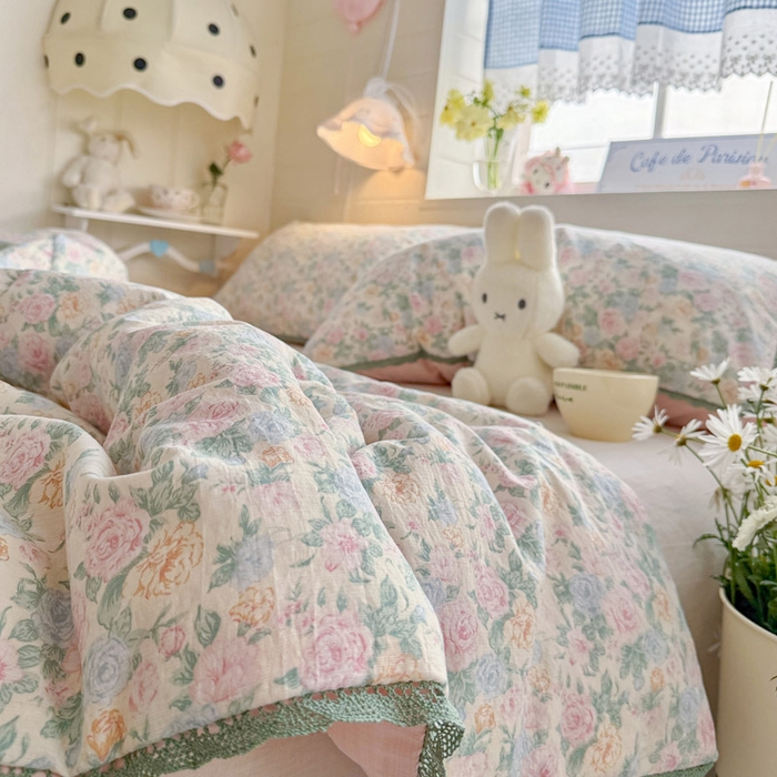 91家纺网 家纺一手货源 找家纺 优承佳生活馆 2026新款云感双层纱抗菌夏被夏凉被空调被 春芽浅漾