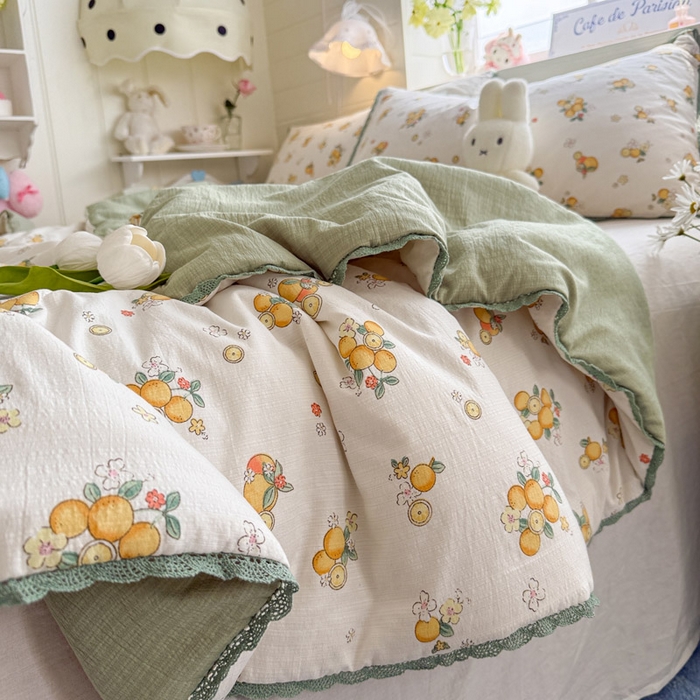 91家纺网 家纺一手货源 找家纺 优承佳生活馆 2026新款云感双层纱抗菌夏被夏凉被空调被 橘子海