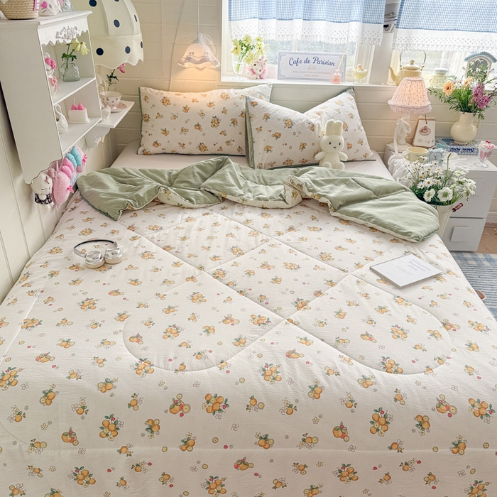 91家纺网 家纺一手货源 找家纺 优承佳生活馆 2026新款云感双层纱抗菌夏被夏凉被空调被 橘子海