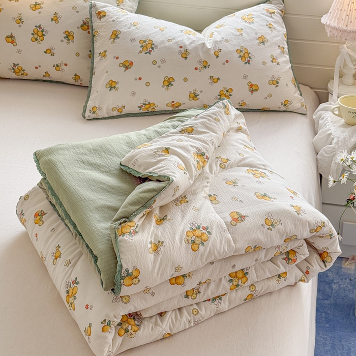 91家纺网 家纺一手货源 找家纺 优承佳生活馆 2026新款云感双层纱抗菌夏被夏凉被空调被 橘子海