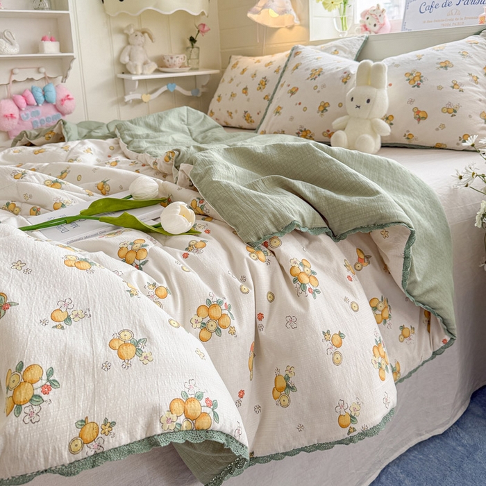 91家纺网 家纺一手货源 找家纺 优承佳生活馆 2026新款云感双层纱抗菌夏被夏凉被空调被 橘子海