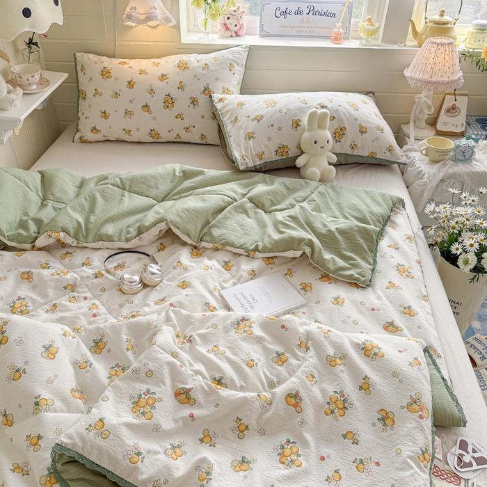 91家纺网 家纺一手货源 找家纺 优承佳生活馆 2026新款云感双层纱抗菌夏被夏凉被空调被 橘子海