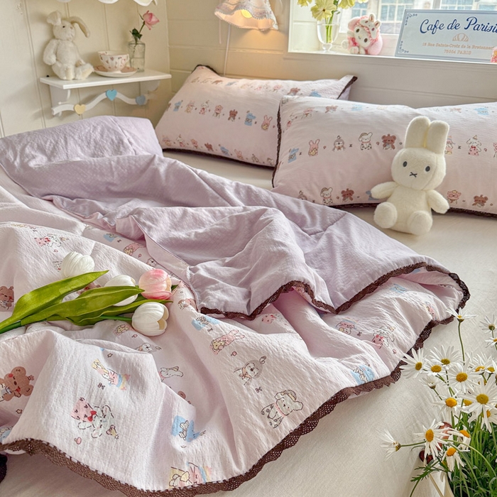 91家纺网 家纺一手货源 找家纺 优承佳生活馆 2026新款云感双层纱抗菌夏被夏凉被空调被 趣多多