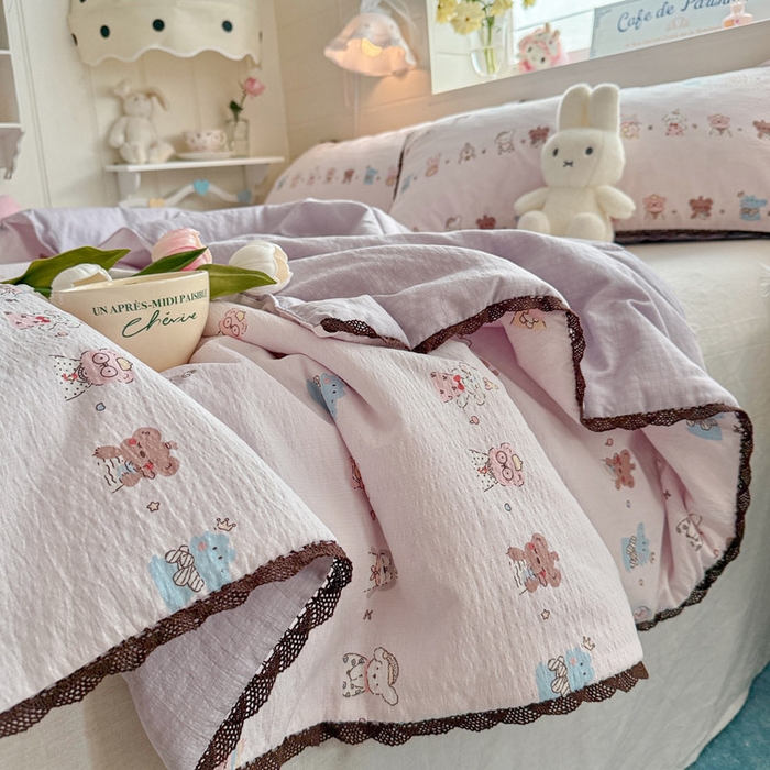 91家纺网 家纺一手货源 找家纺 优承佳生活馆 2026新款云感双层纱抗菌夏被夏凉被空调被 趣多多