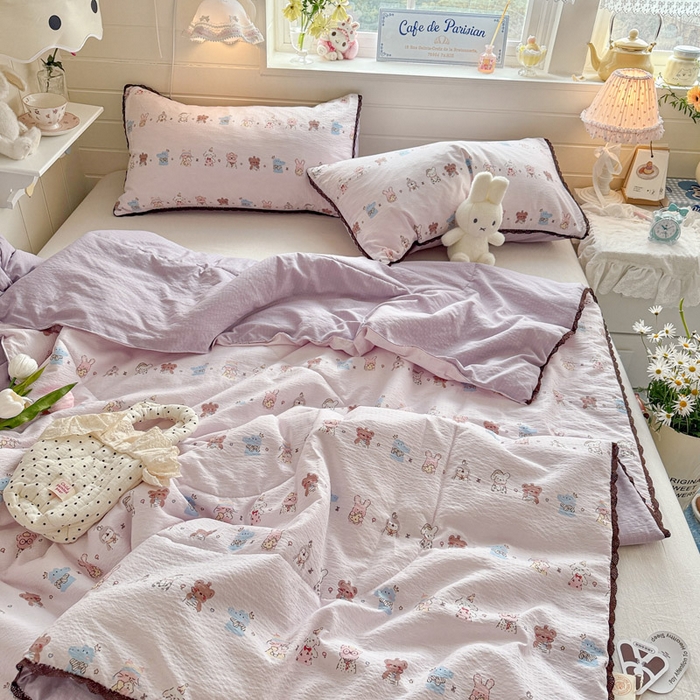 91家纺网 家纺一手货源 找家纺 优承佳生活馆 2026新款云感双层纱抗菌夏被夏凉被空调被 趣多多