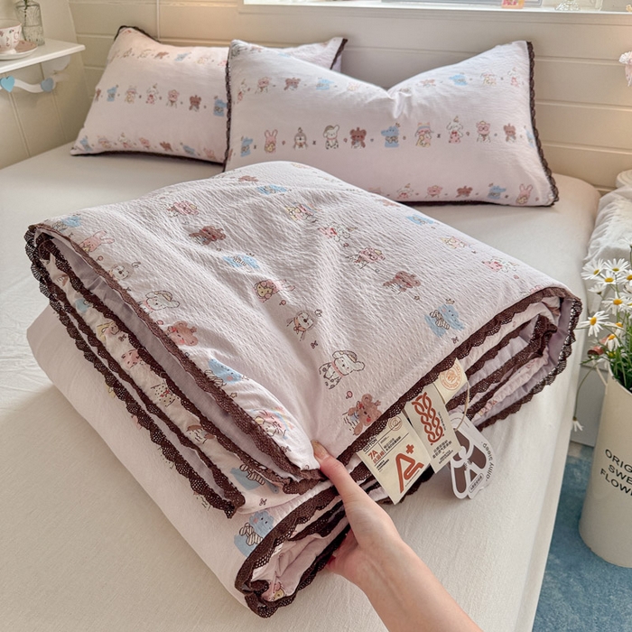 优承佳生活馆 2026新款云感双层纱抗菌夏被夏凉被空调被 趣多多