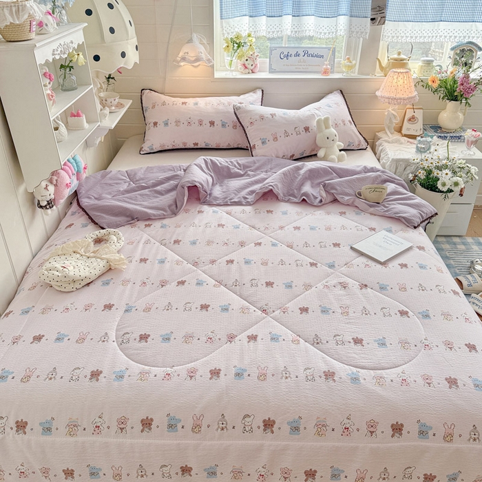 91家纺网 家纺一手货源 找家纺 优承佳生活馆 2026新款云感双层纱抗菌夏被夏凉被空调被 趣多多