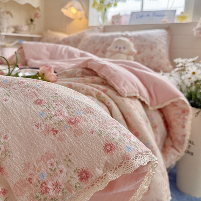 91家纺网 家纺一手货源 找家纺 优承佳生活馆 2026新款云感双层纱抗菌夏被夏凉被空调被 相思粉韵