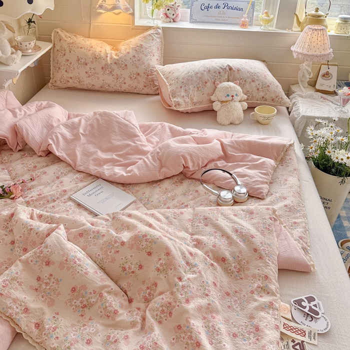 91家纺网 家纺一手货源 找家纺 优承佳生活馆 2026新款云感双层纱抗菌夏被夏凉被空调被 相思粉韵