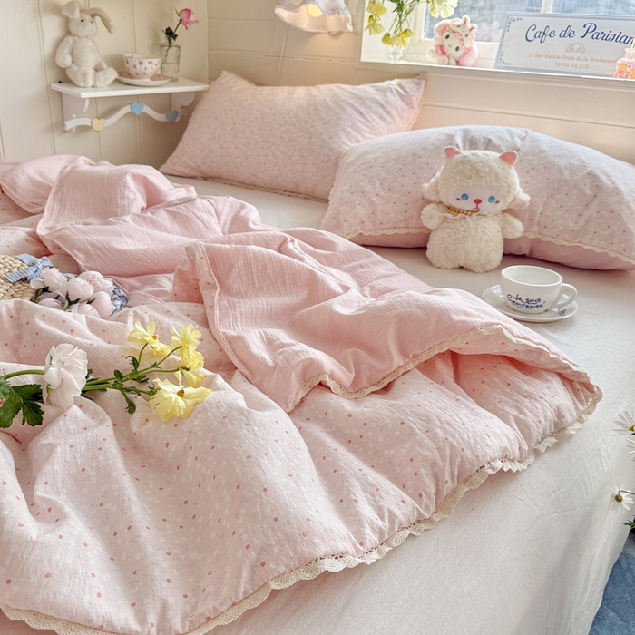 91家纺网 家纺一手货源 找家纺 优承佳生活馆 2026新款云感双层纱抗菌夏被夏凉被空调被 粉樱漫语