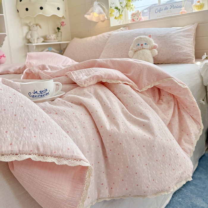 91家纺网 家纺一手货源 找家纺 优承佳生活馆 2026新款云感双层纱抗菌夏被夏凉被空调被 粉樱漫语