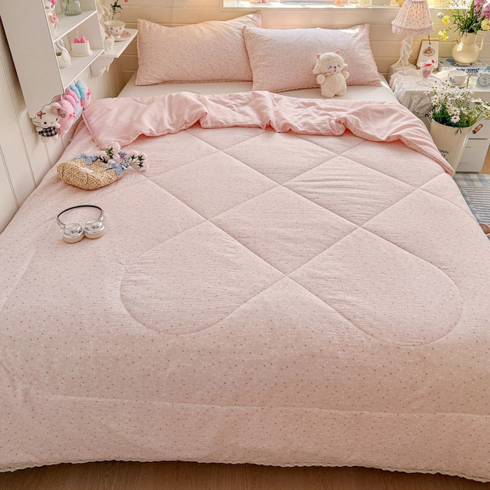 91家纺网 家纺一手货源 找家纺 优承佳生活馆 2026新款云感双层纱抗菌夏被夏凉被空调被 粉樱漫语