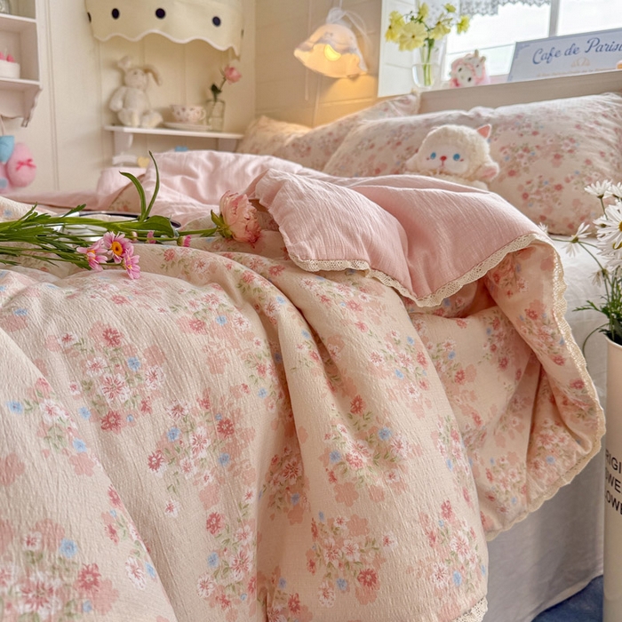 91家纺网 家纺一手货源 找家纺 优承佳生活馆 2026新款云感双层纱抗菌夏被夏凉被空调被 相思粉韵