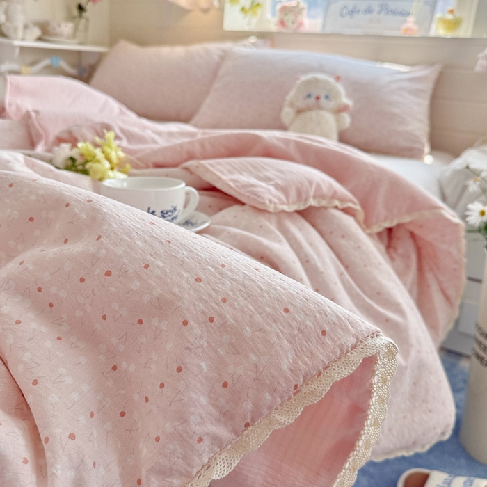 91家纺网 家纺一手货源 找家纺 优承佳生活馆 2026新款云感双层纱抗菌夏被夏凉被空调被 粉樱漫语