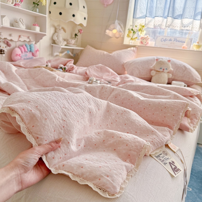 91家纺网 家纺一手货源 找家纺 优承佳生活馆 2026新款云感双层纱抗菌夏被夏凉被空调被 粉樱漫语