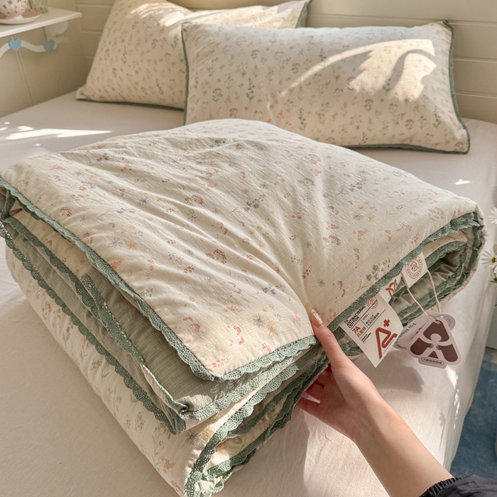 优承佳生活馆 2026新款云感双层纱抗菌夏被夏凉被空调被 浅草花语