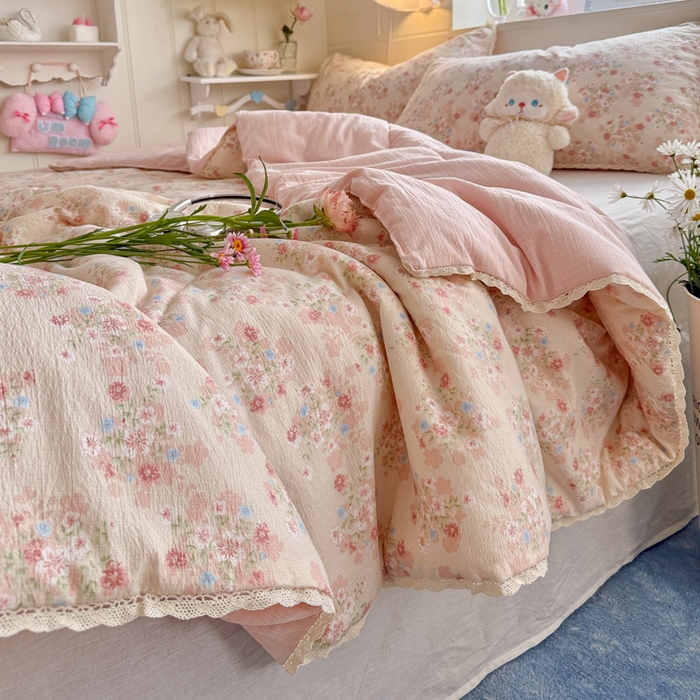 91家纺网 家纺一手货源 找家纺 优承佳生活馆 2026新款云感双层纱抗菌夏被夏凉被空调被 相思粉韵