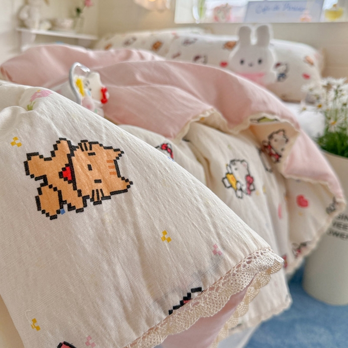 91家纺网 家纺一手货源 找家纺 优承佳生活馆 2026新款云感双层纱抗菌夏被夏凉被空调被 KT乐园