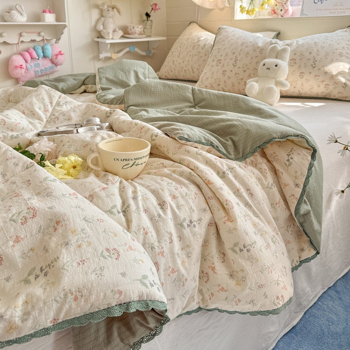 91家纺网 家纺一手货源 找家纺 优承佳生活馆 2026新款云感双层纱抗菌夏被夏凉被空调被 浅草花语