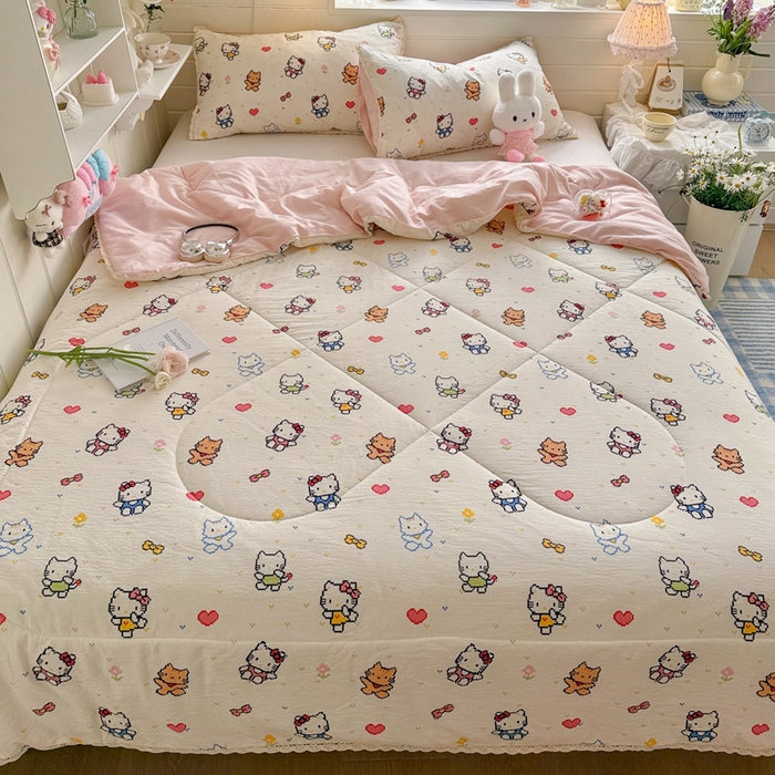 91家纺网 家纺一手货源 找家纺 优承佳生活馆 2026新款云感双层纱抗菌夏被夏凉被空调被 KT乐园