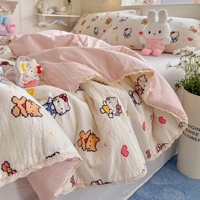 91家纺网 家纺一手货源 找家纺 优承佳生活馆 2026新款云感双层纱抗菌夏被夏凉被空调被 KT乐园