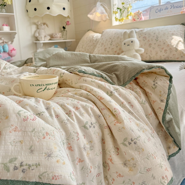 91家纺网 家纺一手货源 找家纺 优承佳生活馆 2026新款云感双层纱抗菌夏被夏凉被空调被 浅草花语