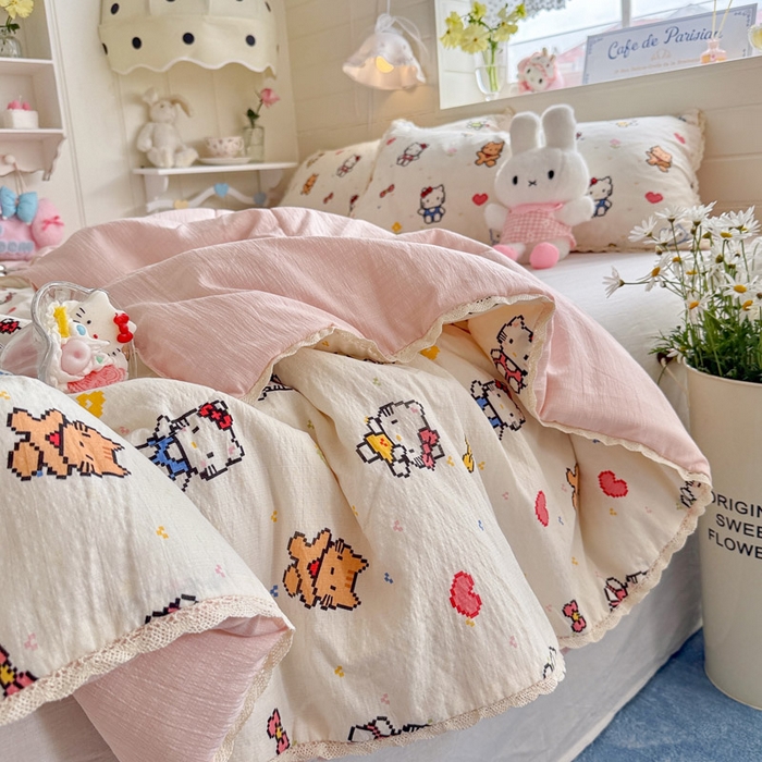 91家纺网 家纺一手货源 找家纺 优承佳生活馆 2026新款云感双层纱抗菌夏被夏凉被空调被 KT乐园