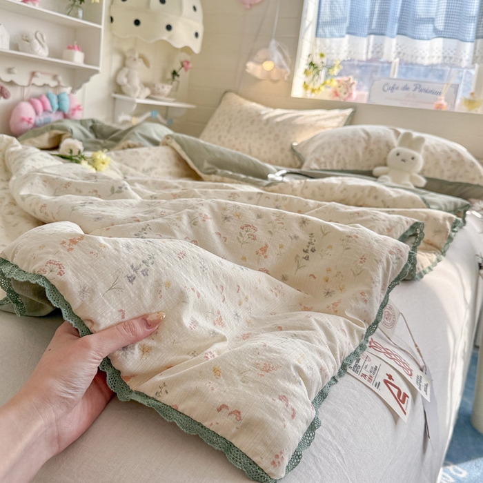 91家纺网 家纺一手货源 找家纺 优承佳生活馆 2026新款云感双层纱抗菌夏被夏凉被空调被 浅草花语