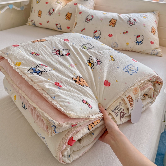 优承佳生活馆 2026新款云感双层纱抗菌夏被夏凉被空调被 KT乐园