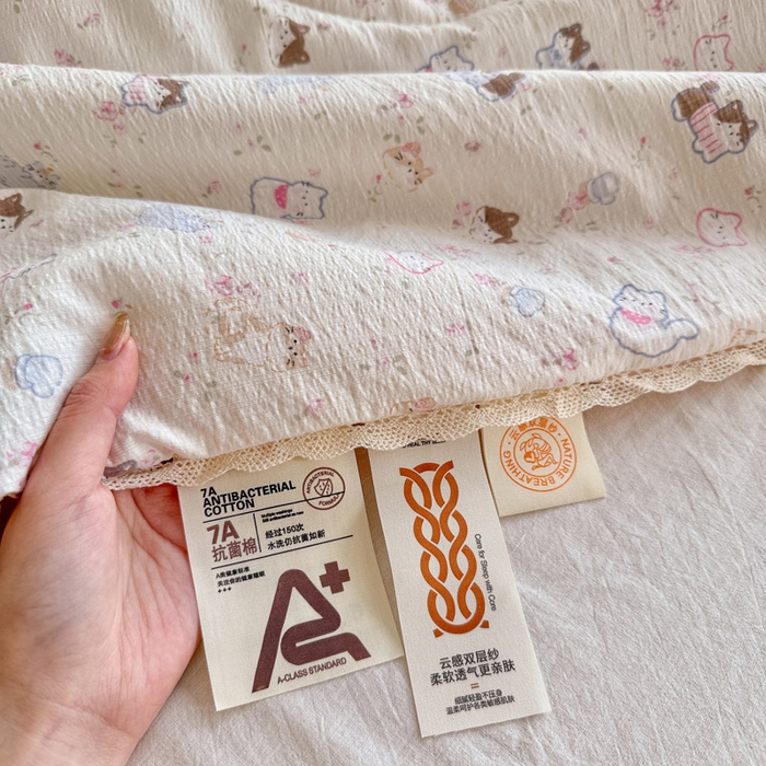 91家纺网 家纺一手货源 找家纺 优承佳生活馆 2026新款云感双层纱抗菌夏被夏凉被空调被 萌宠乐园