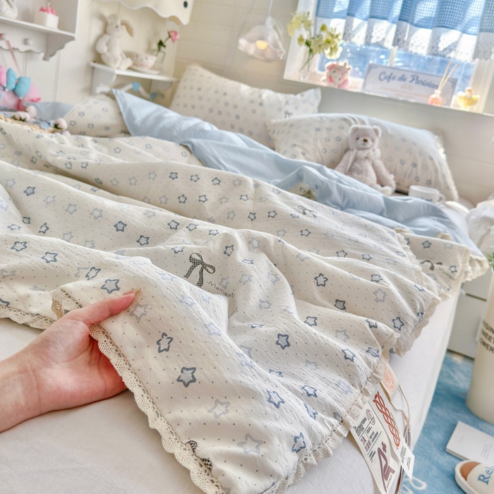 91家纺网 家纺一手货源 找家纺 优承佳生活馆 2026新款云感双层纱抗菌夏被夏凉被空调被 相思蓝韵