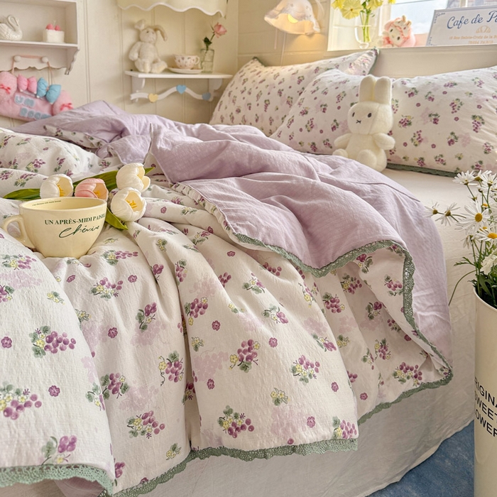 91家纺网 家纺一手货源 找家纺 优承佳生活馆 2026新款云感双层纱抗菌夏被夏凉被空调被 粉紫绮梦