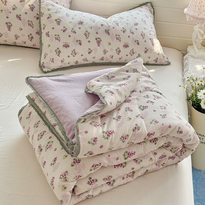 91家纺网 家纺一手货源 找家纺 优承佳生活馆 2026新款云感双层纱抗菌夏被夏凉被空调被 粉紫绮梦