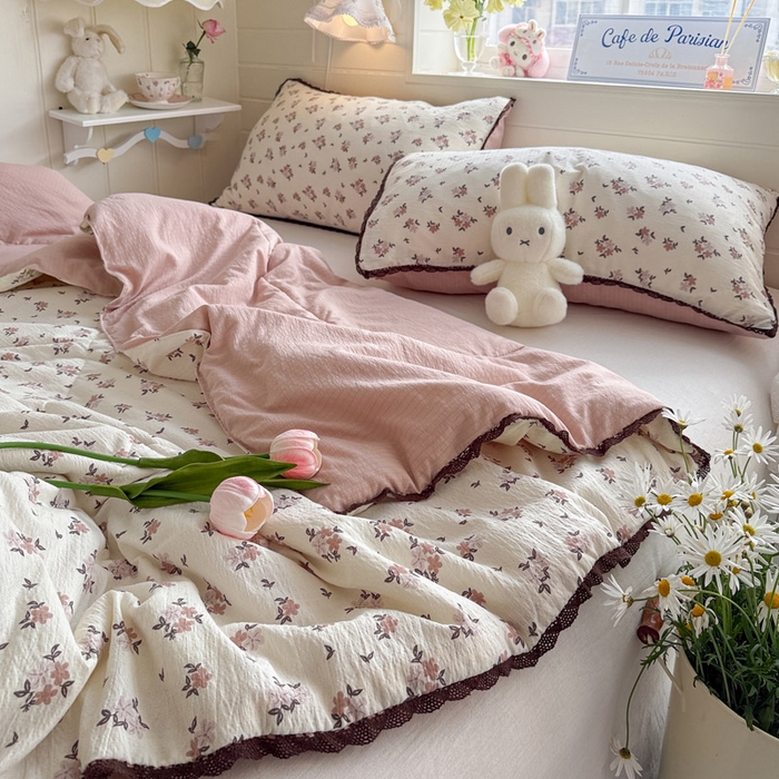 91家纺网 家纺一手货源 找家纺 优承佳生活馆 2026新款云感双层纱抗菌夏被夏凉被空调被 花枝语