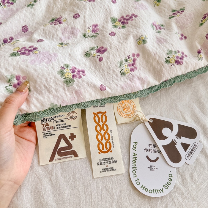 91家纺网 家纺一手货源 找家纺 优承佳生活馆 2026新款云感双层纱抗菌夏被夏凉被空调被 粉紫绮梦