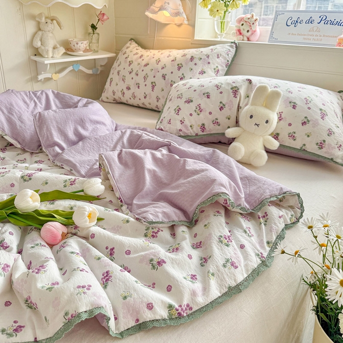 91家纺网 家纺一手货源 找家纺 优承佳生活馆 2026新款云感双层纱抗菌夏被夏凉被空调被 粉紫绮梦