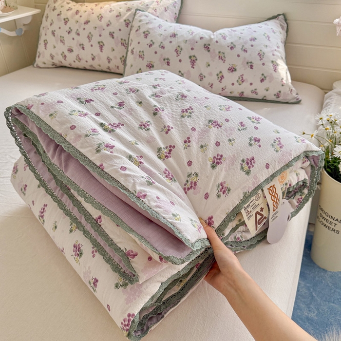 优承佳生活馆 2026新款云感双层纱抗菌夏被夏凉被空调被 粉紫绮梦