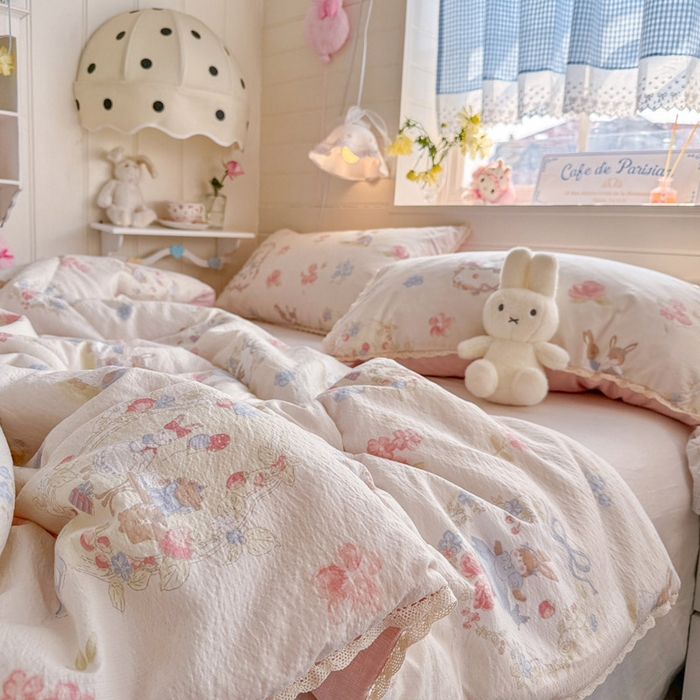 91家纺网 家纺一手货源 找家纺 优承佳生活馆 2026新款云感双层纱抗菌夏被夏凉被空调被 甜梦兔