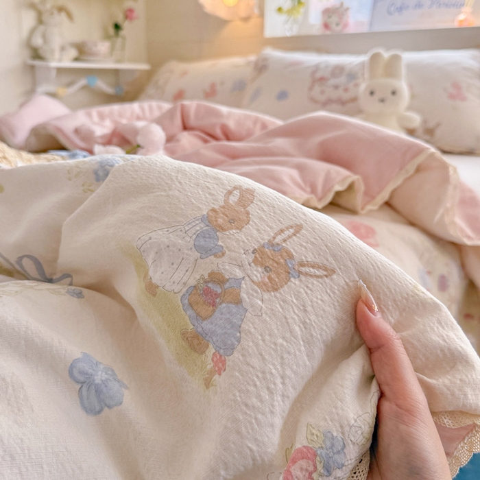 91家纺网 家纺一手货源 找家纺 优承佳生活馆 2026新款云感双层纱抗菌夏被夏凉被空调被 甜梦兔