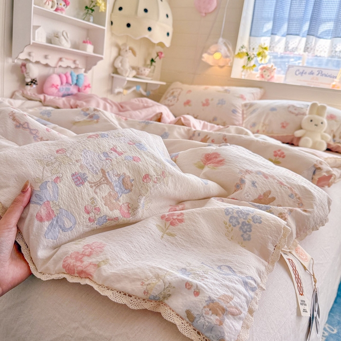 91家纺网 家纺一手货源 找家纺 优承佳生活馆 2026新款云感双层纱抗菌夏被夏凉被空调被 甜梦兔