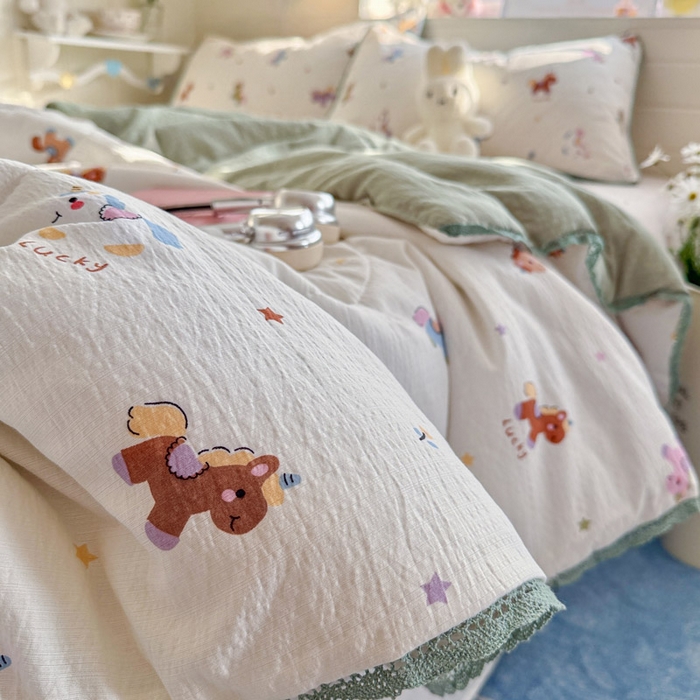 91家纺网 家纺一手货源 找家纺 优承佳生活馆 2026新款云感双层纱抗菌夏被夏凉被空调被 欢乐木马