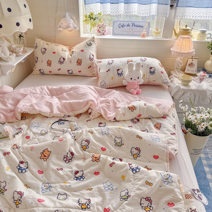 91家纺网 家纺一手货源 找家纺 优承佳生活馆 2026新款云感双层纱抗菌夏被夏凉被空调被 KT乐园