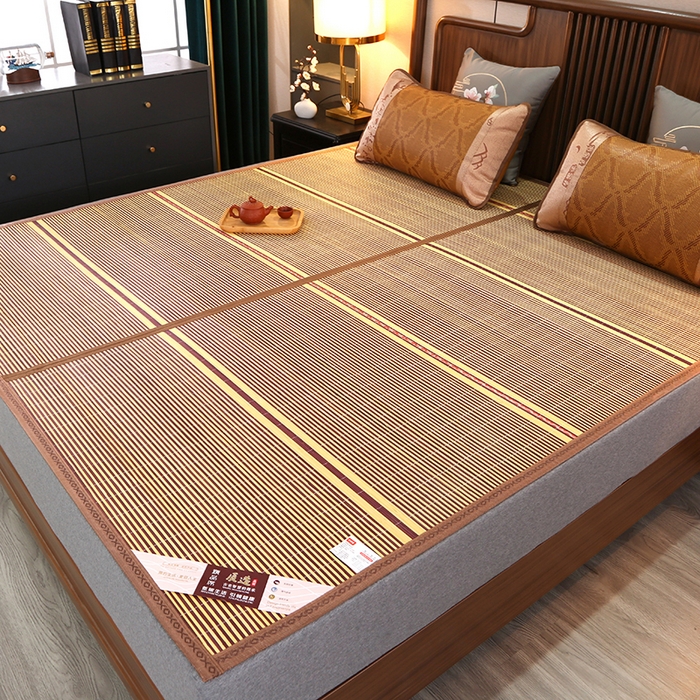 91家纺网 家纺一手货源 找家纺 鸣创 2026新款竹席凉席冰丝席碳化双面竹凉席草席藤席 精品木纹