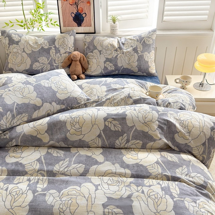 91家纺网 家纺一手货源 找家纺 黛妮雅 2026新款AB版全棉印花单被套床单枕套 送买家秀 山茶花